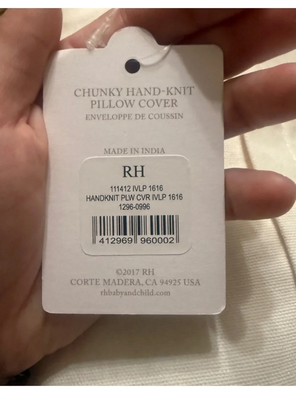 RH Chunky Hand-Knit Looped Pillow Cover - Ivory